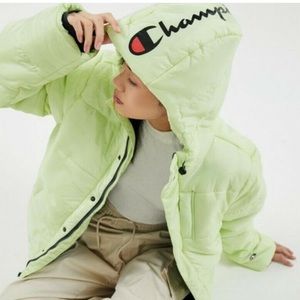 Champion lime green oversized puffer jacket